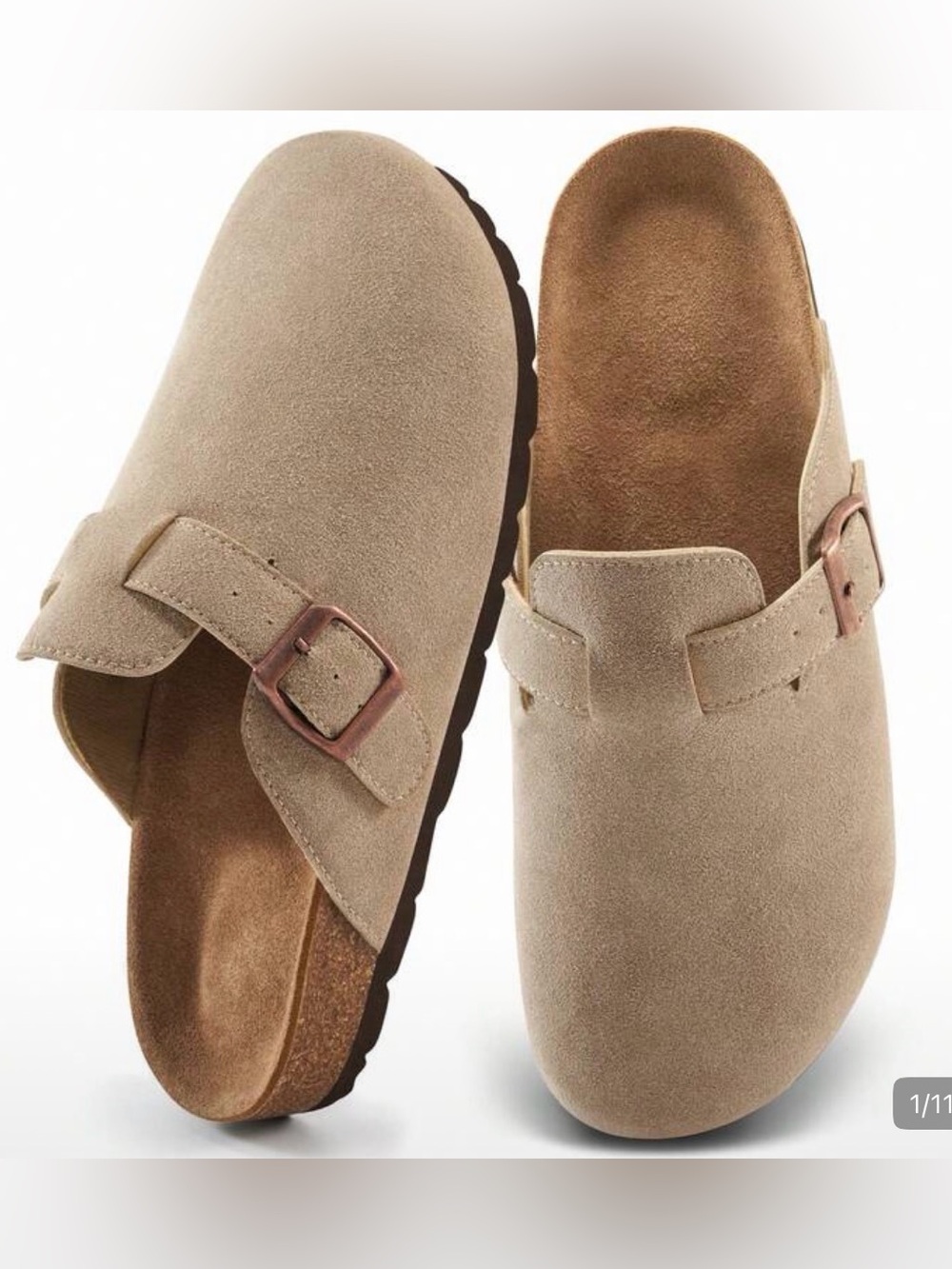 NWOT SHEIN Suede Slip-On Clogs in Tan size 37 / 6.5